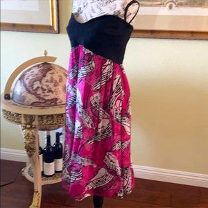 Strapless DVF Pink Silk Musical Note dress
